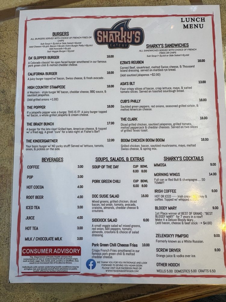 Sharky's Eatery Menu - Image 1